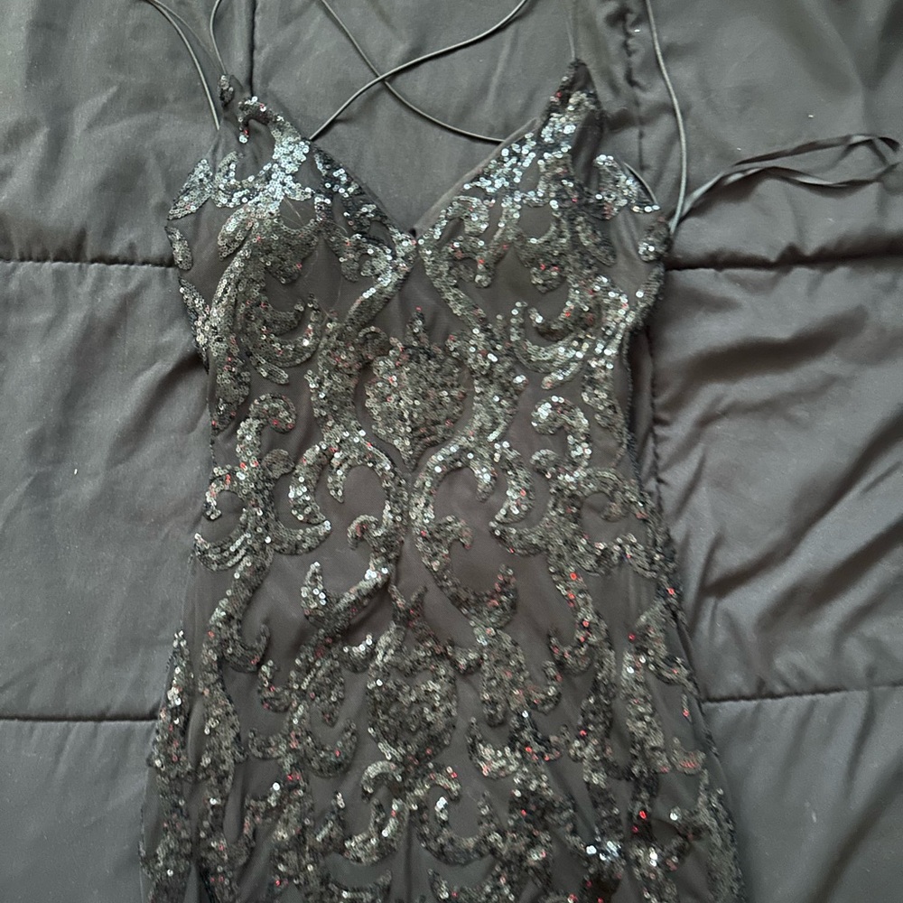 Windsor Black Sequin Backless Dress